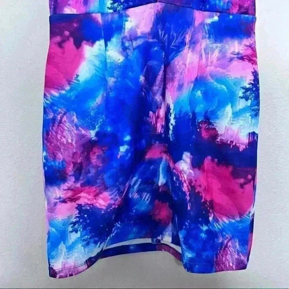 Rare London Deep V Pink and Blue Mini Dress Size 6 - Picture 3 of 7